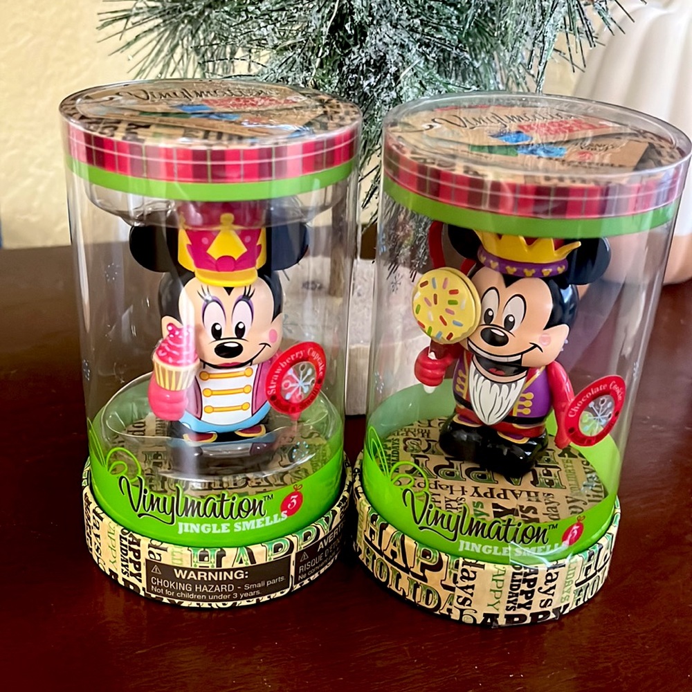 Disney Parks Collectible Vinylmation Jingle Smells Series 3 set of 2 Ornaments